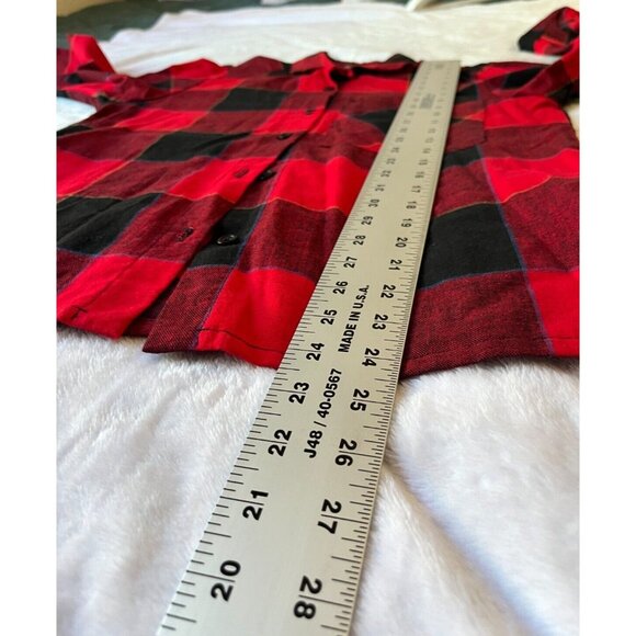 Jaff By Carol Anderson Womens Red Black Plaid Button Up Flannel Shirt Size 5-6 - Picture 7 of 7